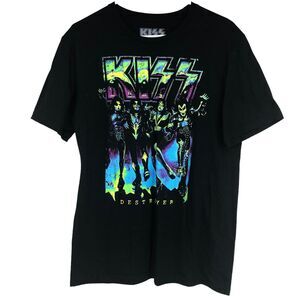 NWOT KISS Glow Under the Black Light Band Tee; Rock Stars, Rock n Roll tee SZ M